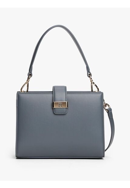 Bolso Gris Satchel Con Monograma TH Tommy Hilfiger