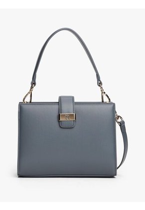 Bolso Gris Satchel Con Monograma TH Tommy Hilfiger