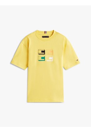 Camiseta Amarilla Con Logo Gráfico 3D Tommy Hilfiger
