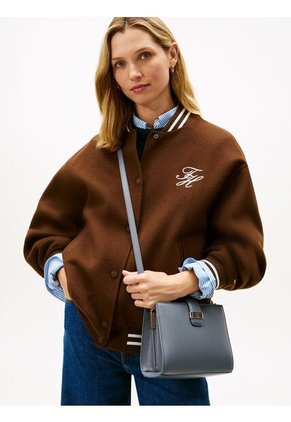 Bolso Gris Satchel Con Monograma TH Tommy Hilfiger