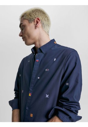 Camisa Archive De Corte Clásico Con Logos Hombre Azul Tommy Jeans