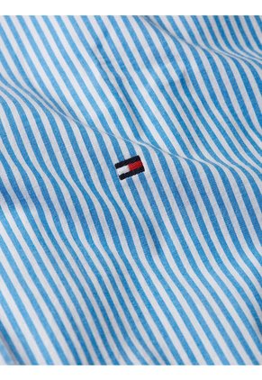 Camisa De Rayas Con Manga Corta Hombre Celeste Tommy Hilfiger