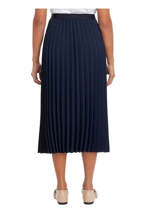 Falda Azul Midi Plisada Con Logo En Cintura Tommy Hilfiger