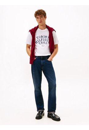 Camiseta Blanca De Cuello Redondo Con Logo Gráfico Tommy Hilfiger