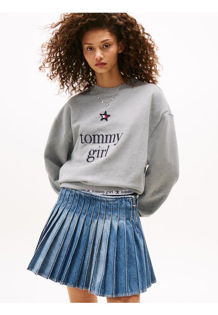 Saco Gris Amplio Con Logo De Tommy Girl Tommy Jeans