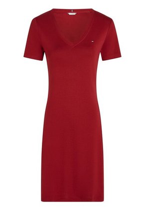 Vestido Rojo AOP Con Ribete De Cuello V Tommy Hilfiger