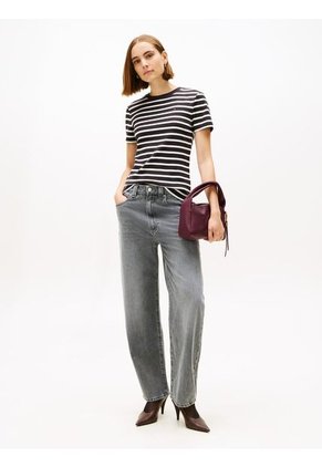 Camiseta Negra Slim De Cuello Redondo Tommy Hilfiger