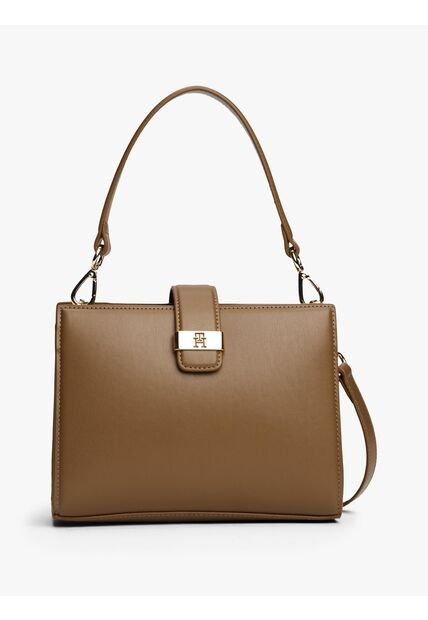 Bolso Café Satchel Con Monograma TH Tommy Hilfiger