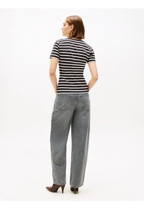 Camiseta Negra Slim De Cuello Redondo Tommy Hilfiger