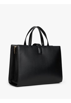 Bolso Negro Satchel Con Logo Monograma TH Tommy Hilfiger