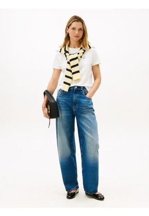 Camiseta Blanca De Corte Regular Con Diseño De Rayas Tommy Hilfiger