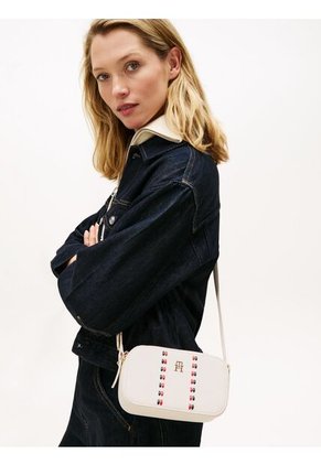 Bolso Beige Cruzado Con Cinta Distintiva Tommy Hilfiger