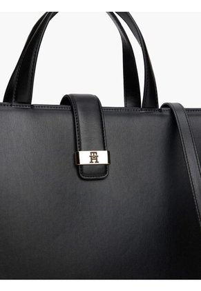 Bolso Negro Satchel Con Logo Monograma TH Tommy Hilfiger