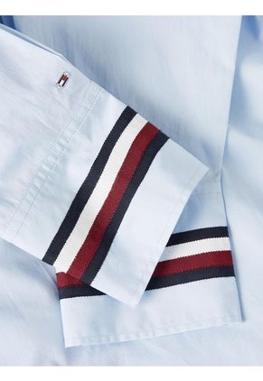 Camisa Corta Extragrande Con Rayas Globales Mujer Celeste Tommy Hilfiger