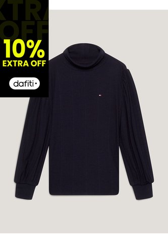 Camiseta Azul Con Cuello Alto Para Niña Tommy Hilfiger Tommy Hilfiger