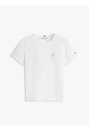 Camiseta Blanca De Corte Regular Con Diseño De Rayas Tommy Hilfiger