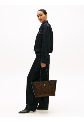 Bolso Negro Tote Con Diseño Jacquard Tommy Hilfiger