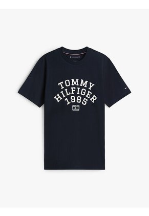 Camiseta Azul Marino De Cuello Redondo Con Logo Gráfico Tommy Hilfiger