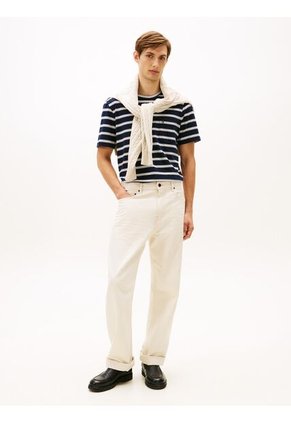 Camiseta Azul De Rayas Con Cuello Redondo Tommy Hilfiger