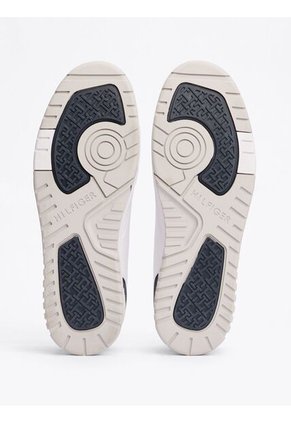 Tenis Blanco De Cuero Con Mezcla De Texturas Tommy Hilfiger