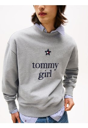 Saco Gris Amplio Con Logo De Tommy Girl Tommy Jeans