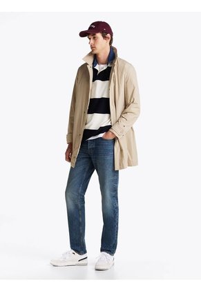 Tenis Blanco De Cuero Con Mezcla De Texturas Tommy Hilfiger