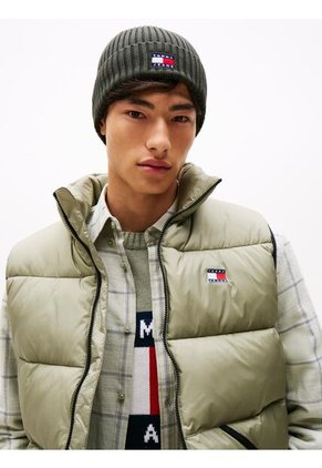 Gorro Gris Heritage De Punto Canal Con Logo Tommy Hilfiger