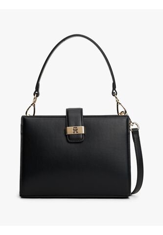 Bolso Negro Satchel Con Monograma TH Tommy Hilfiger Tommy Hilfiger