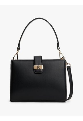 Bolso Negro Satchel Con Monograma TH Tommy Hilfiger