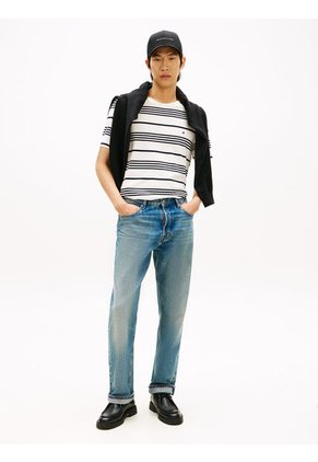 Camiseta Azul De Punto Interlock Con Logo Tommy Hilfiger