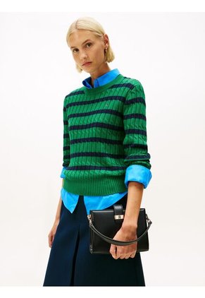 Bolso Negro Satchel Con Monograma TH Tommy Hilfiger