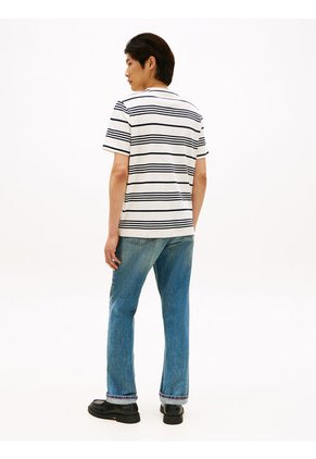 Camiseta Azul De Punto Interlock Con Logo Tommy Hilfiger