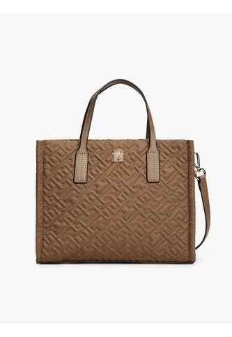 Bolso Café Mini Tote Con Texturizado Monograma TH Tommy Hilfiger Tommy Hilfiger