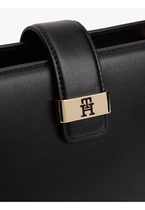 Bolso Negro Satchel Con Monograma TH Tommy Hilfiger