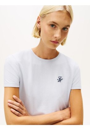 Camiseta Celeste De Corte Regular Con Diseño De Rayas Tommy Hilfiger