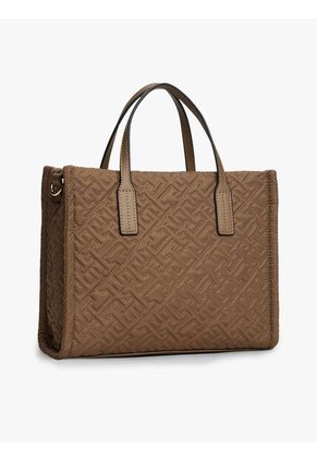 Bolso Café Mini Tote Con Texturizado Monograma TH Tommy Hilfiger