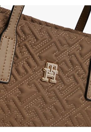 Bolso Café Mini Tote Con Texturizado Monograma TH Tommy Hilfiger