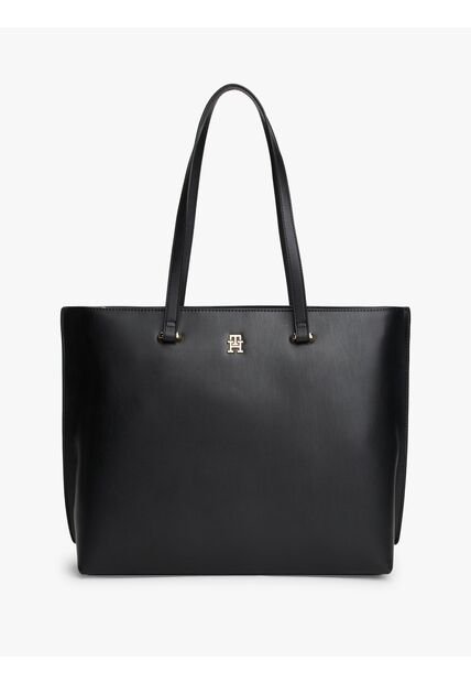 Bolso Negro Tote Con Logo Monograma TH Tommy Hilfiger