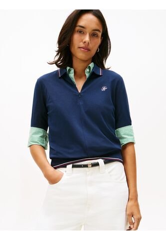 Polo Azul De Piqué Con Logo Bordado Tommy Hilfiger Tommy Hilfiger