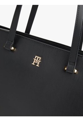 Bolso Negro Tote Con Logo Monograma TH Tommy Hilfiger