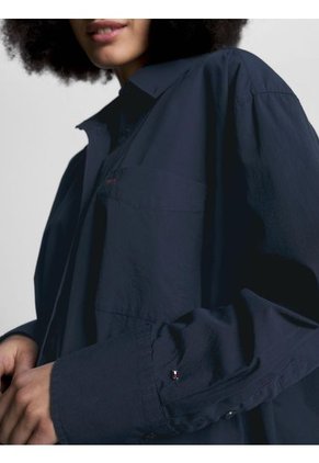 Camisa Oversize De Popelín Mujer Azul Tommy Hilfiger