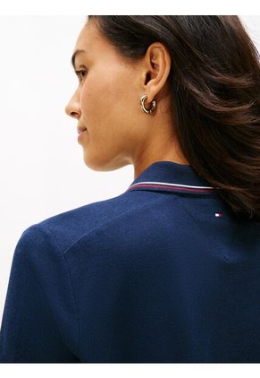 Polo Azul De Piqué Con Logo Bordado Tommy Hilfiger