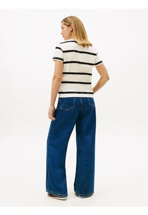 Camiseta Blanca De Corte Regular Con Diseño De Rayas Tommy Hilfiger