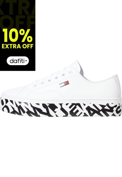 Tenis De Piel Con Suela Cupsole Mujer Blanco Tommy Hilfiger