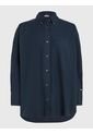 Camisa Oversize De Popelín Mujer Azul Tommy Hilfiger de Tommy Hilfiger