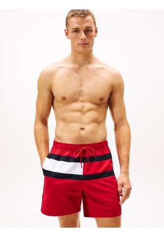 Traje Rojo De Baño De Medio Largo Con Logo Tommy Hilfiger Tommy Hilfiger