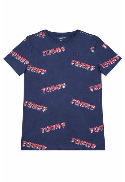 Camiseta Azul Oscuro Con Estampado AOP Tommy Hilfiger