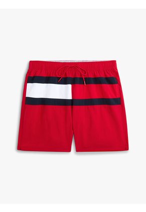 Traje Rojo De Baño De Medio Largo Con Logo Tommy Hilfiger