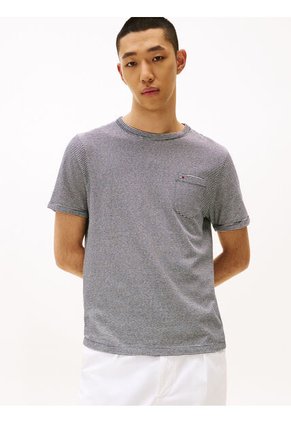 Camiseta De Rayas Azules Con Diseño Para Hombre