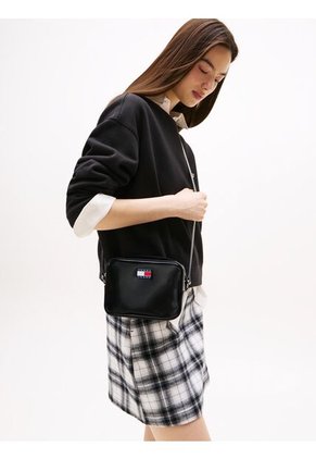 Bolso Negro Con Insignia Con Logo Brillante Tommy Hilfiger